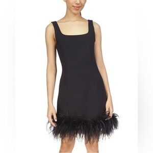 Michael Kors Black Mini Dress with Feather Hem